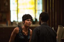 Frances Taylor (Emayatzy Corinealdi) with Miles: "Actually, it's a four-story church."